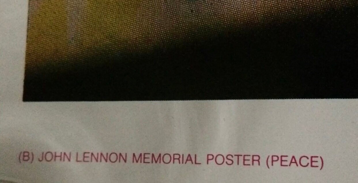 Original Vintage John Lennon Memorial Poster Pin-up X-large 1980