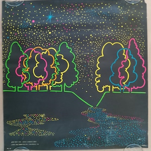 Póster vintage original de bosque de neón con luz negra de 1969 de Robert Hall, arte de pared psicodélico, funky y alucinante