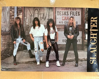 slaughter vintage poster commercial promo ad pinup rock music 1990