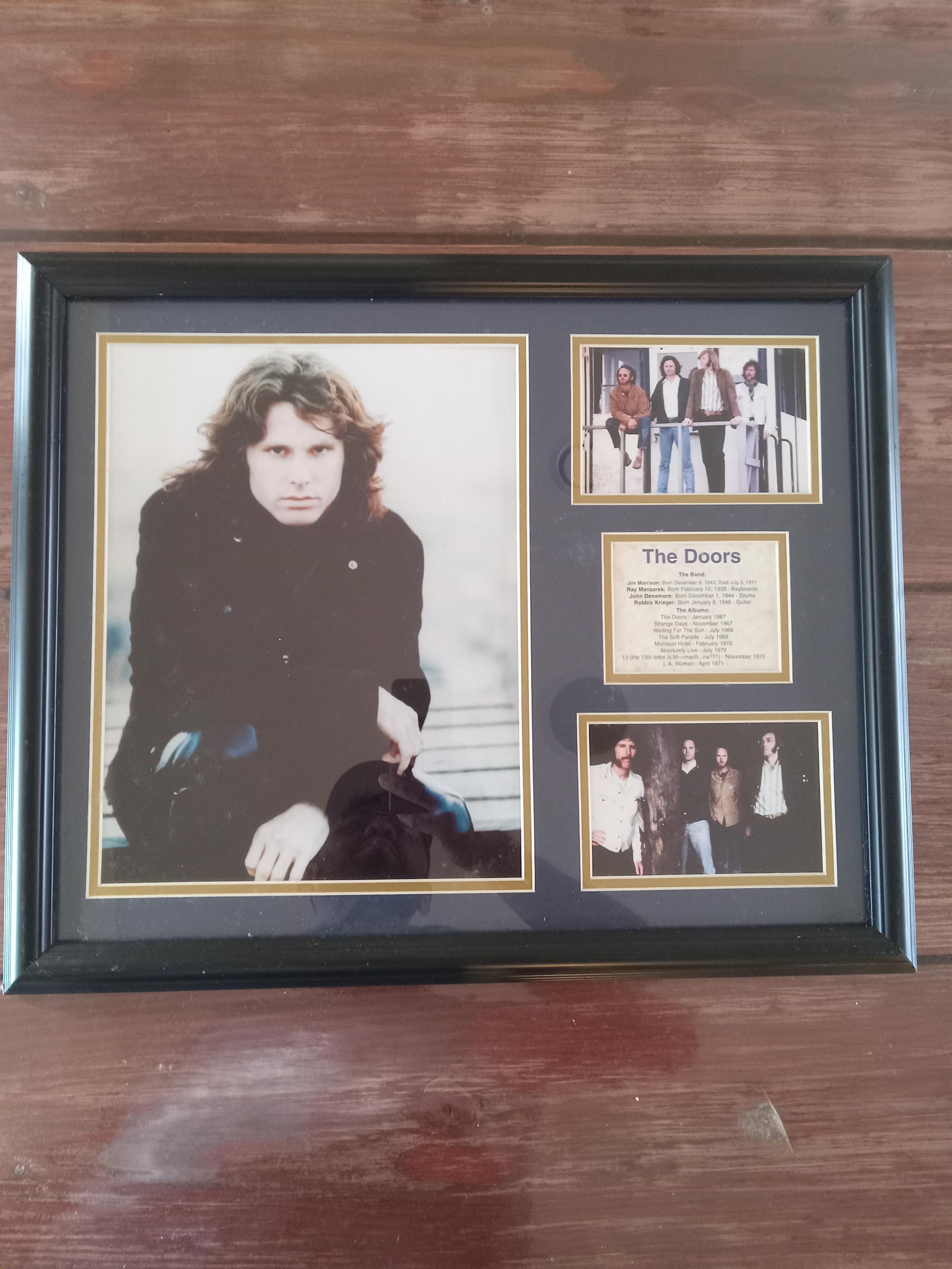 1970s Framed Vintage Doors Memorabilia Jim Morrison Portrait Band