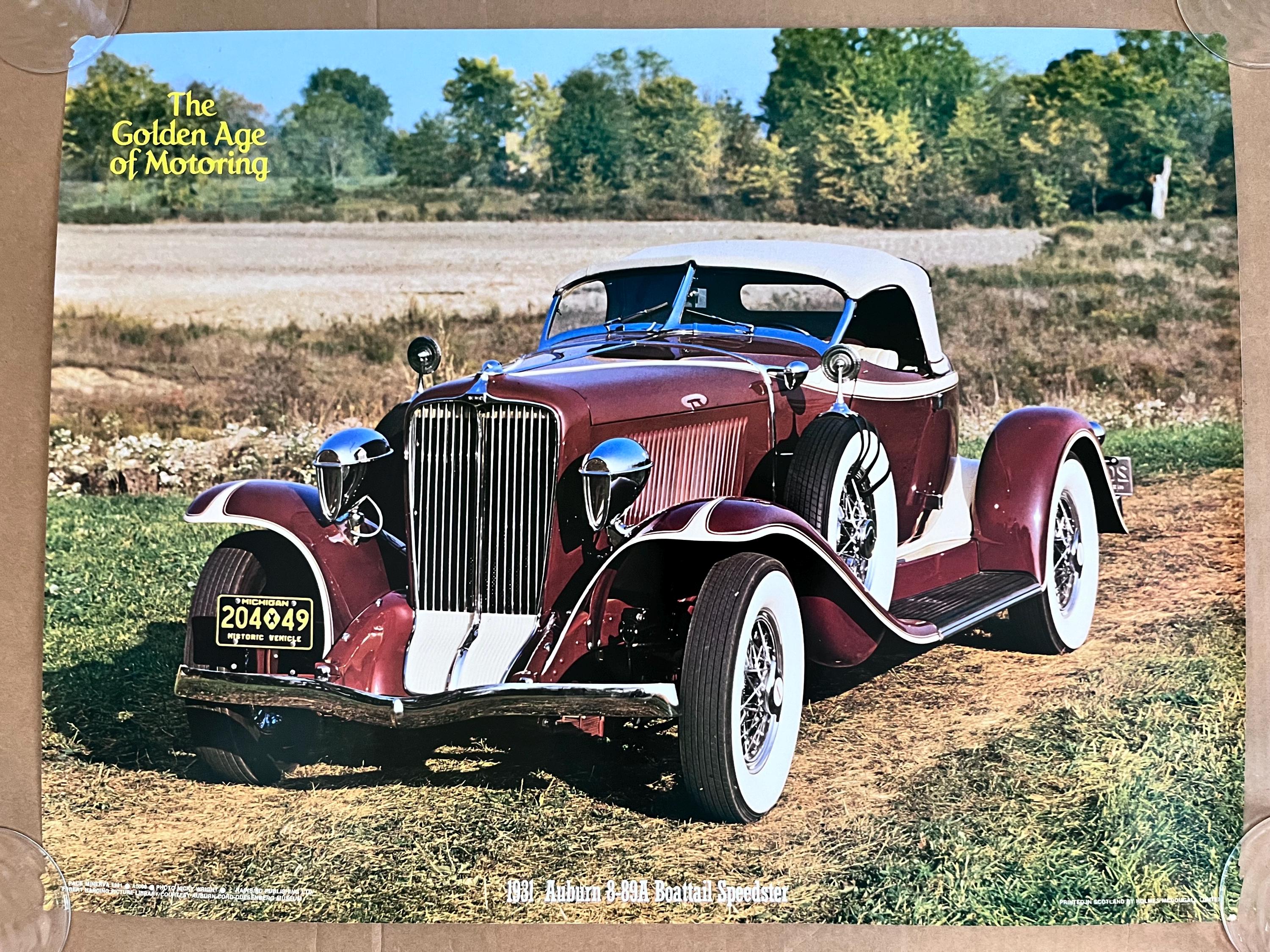 Vintage Car Poster Antique Cars Golden Age of Motoring Auburn