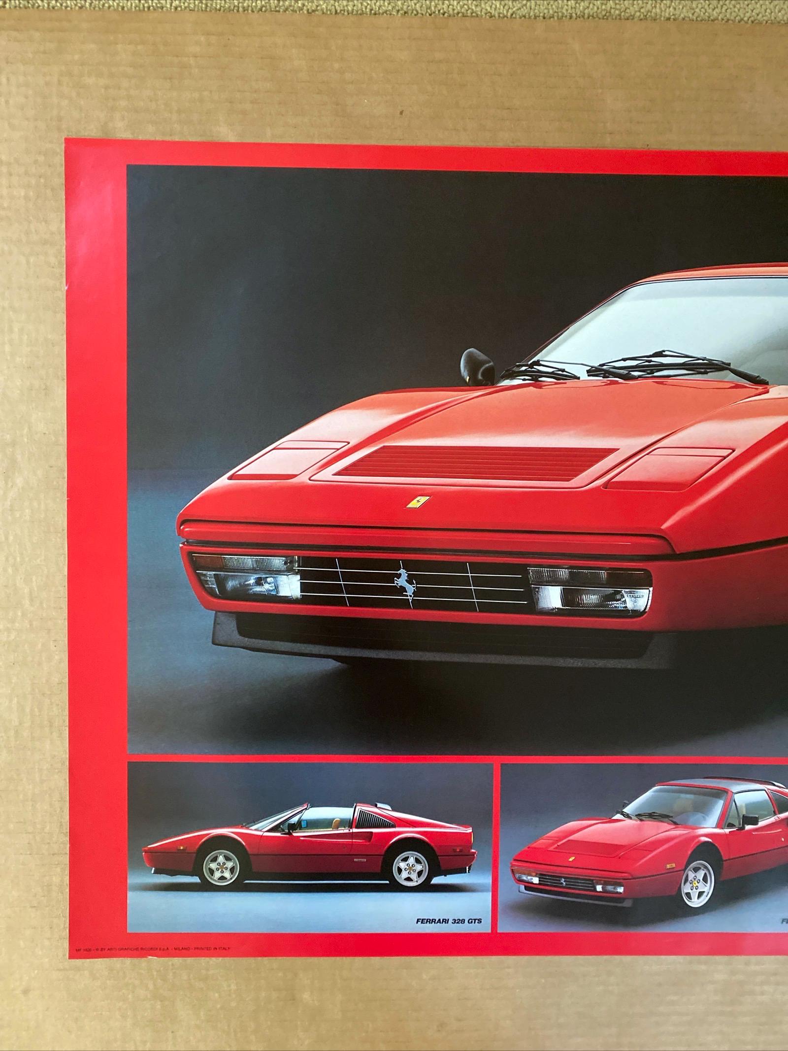 Ferrari 328 GTB Vintage Poster Original Sport Car Race Car Red