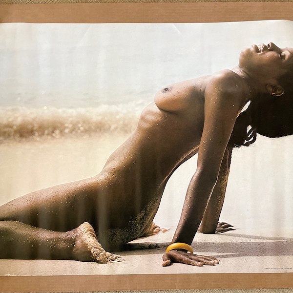 Joyce Vintage Poster Naked Woman Beach African American Model Sexy Nude picture photo