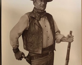 John Wayne Vintage Plakat Cowboy Movie Pinup Lata 70. Chaplan