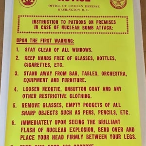 Notice Nuclear Attack Houston Blacklight Vintage Poster Kiss Goodbye 60's Peace Anti-war image 1