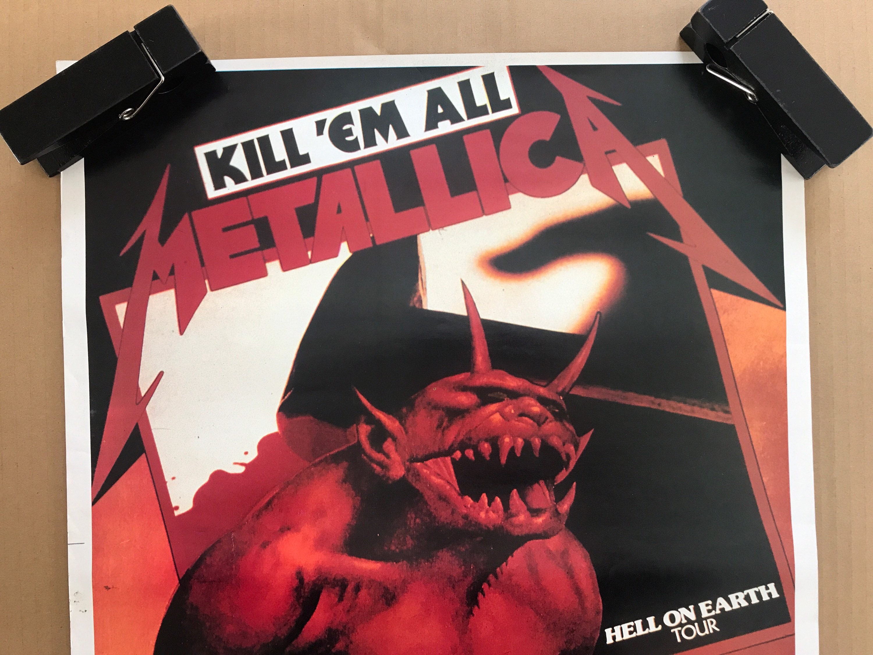 Vintage Original 1980s Metallic Hell on Earth Tour Pinup Poster