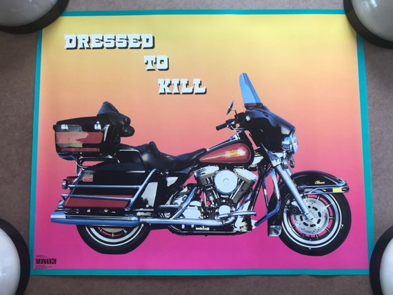 Vintage 1970s 1980s Harley Davidson Pinup Poster Dressed to Kill