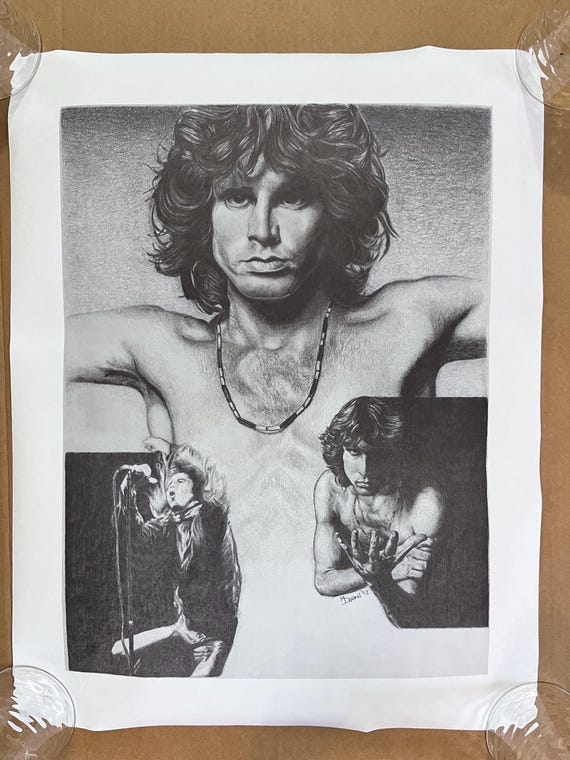 95S 激レア ヴィンテージ グーズパンプス デザインアートカレンダー 新品 Jim Morrison Vintage Poster Illustration Drawing Style 1992 M
