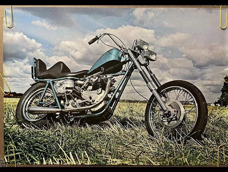 Vintage Custom Motorcycle Chopper Poster Motorcycle Poster Multi ...