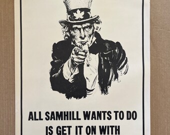 Vintage original de 1970 Tío Sam pinup poster samhill te quiere