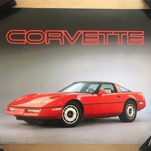 Original Vintage Red Corvette Poster Sports Car 1984 Angel Gifts