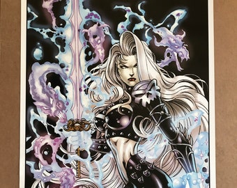 Vintage original 1990s comic Lady Death poster 1998 women of chaos