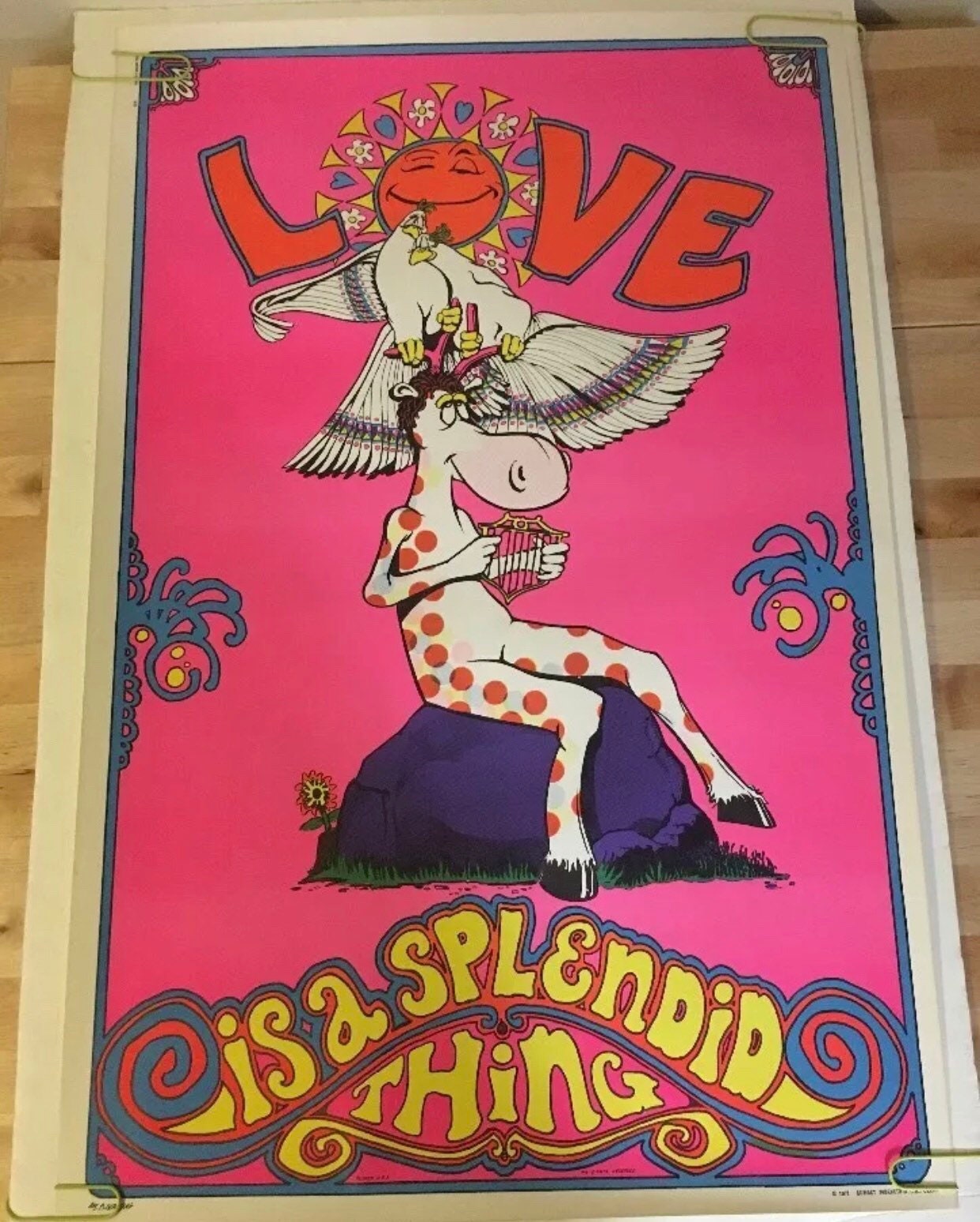Vintage Black Light Poster Sunset Marketing Love is a