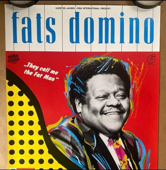 Fats Domino Original Vintage Poster German Berlin 1980's Germany