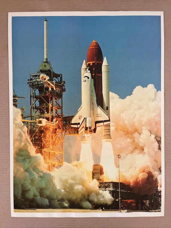 Vintage Original NASA Challenger Space Shuttle Lift off Poster