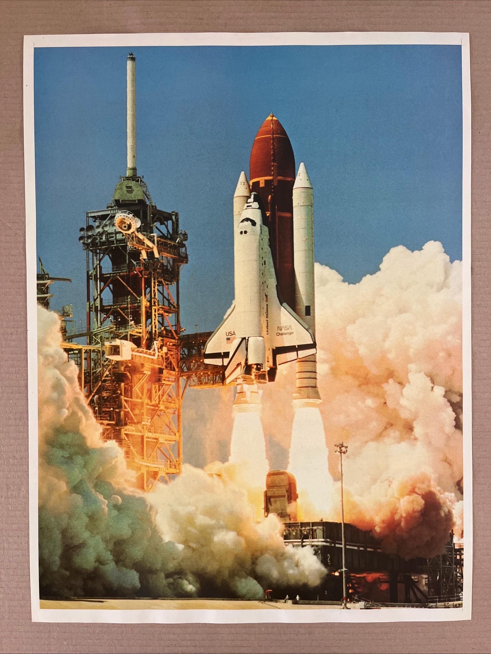 Vintage Original NASA Challenger Space Shuttle Lift off Poster