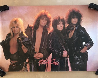 Vintage Original 1987 Motley Crue Leather Group Shot Poster 1970s