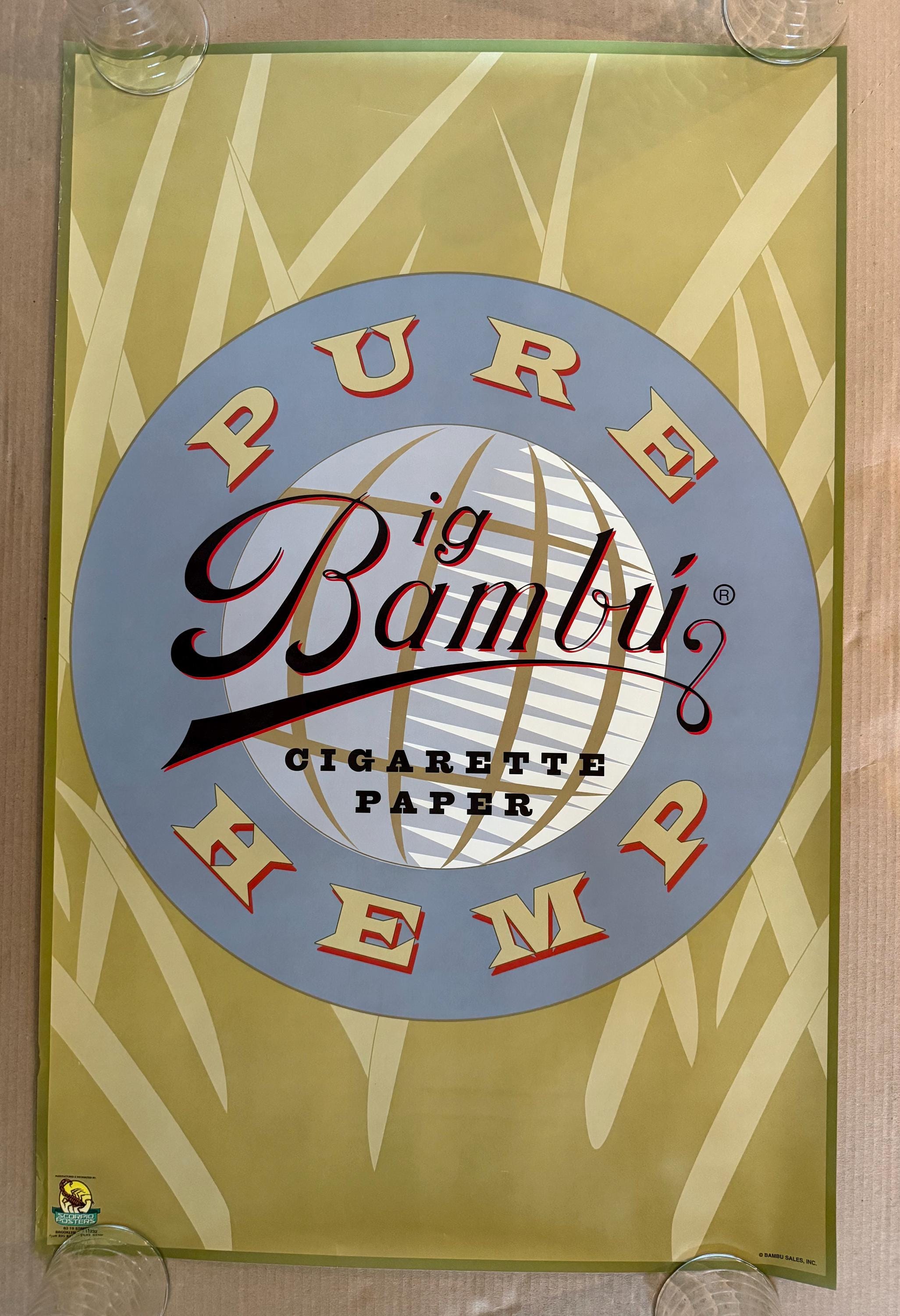 Bambu Poster Rolling Papers Smoke Shop Headshop Logo Smokers Weed Man Cave  Dorm Room Garage Attic