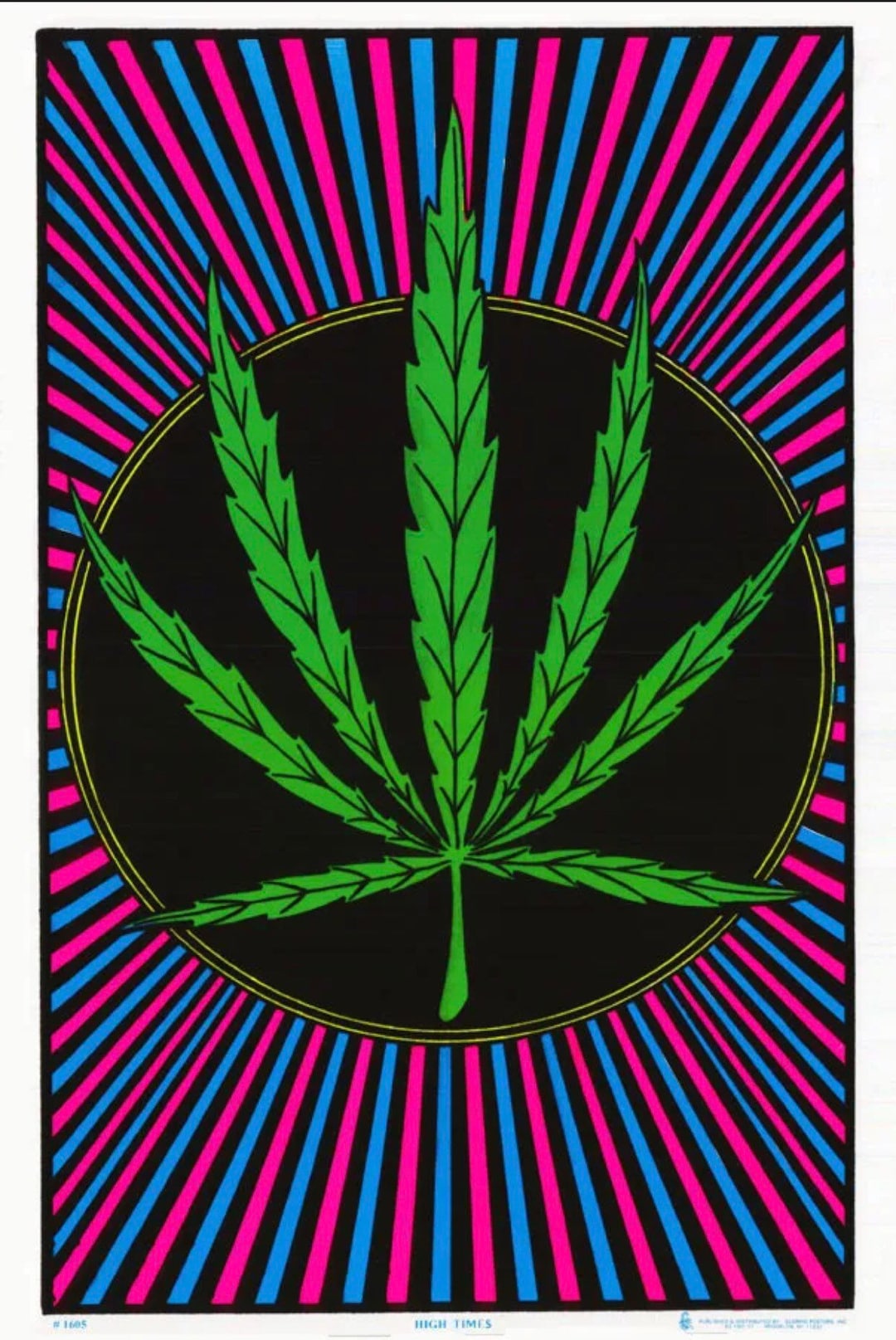 High Times Blacklight Poster Marijuana Leaf Pot Psychedelic Velvet