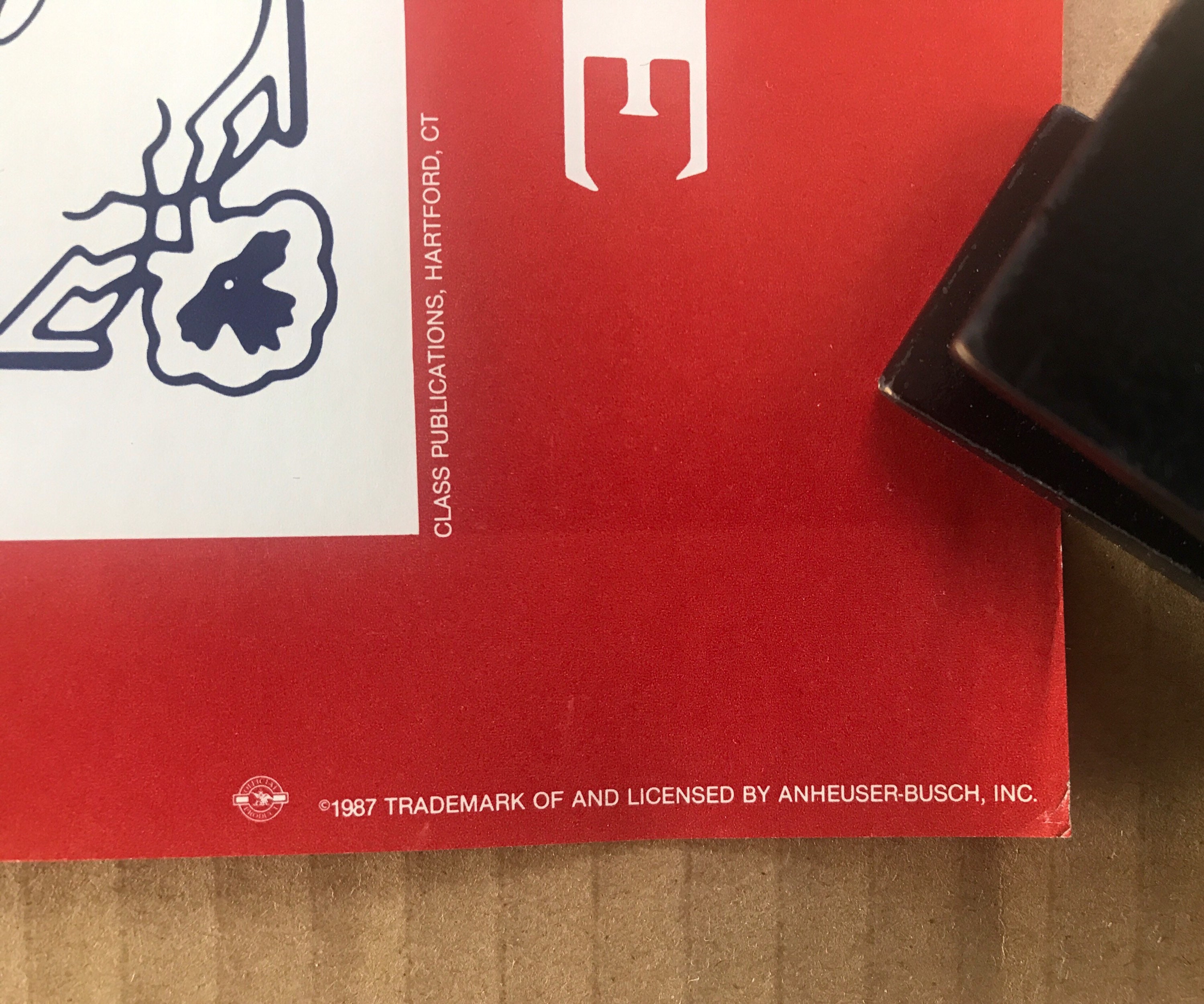 Vintage Original 1980s 1987 Budweiser Logo Bar Sign Pinup Anheuser