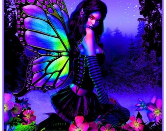 Flocked Western Graphics Black Light Posters Flaming Love Moonship