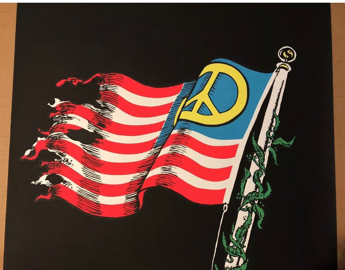 The Battle Peace American Flag Original Vintage Blacklight Poster