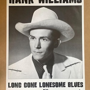 Hank Williams Vintage Poster Long Gonesome Blues Son llama a otro hombre de los años 70