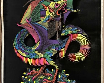 MC Escher Stars Poster 1968 Original Vintage Black light Poster NOS MC Escher Stars Poster 1968 Original Vintage Black light Poster NOS
