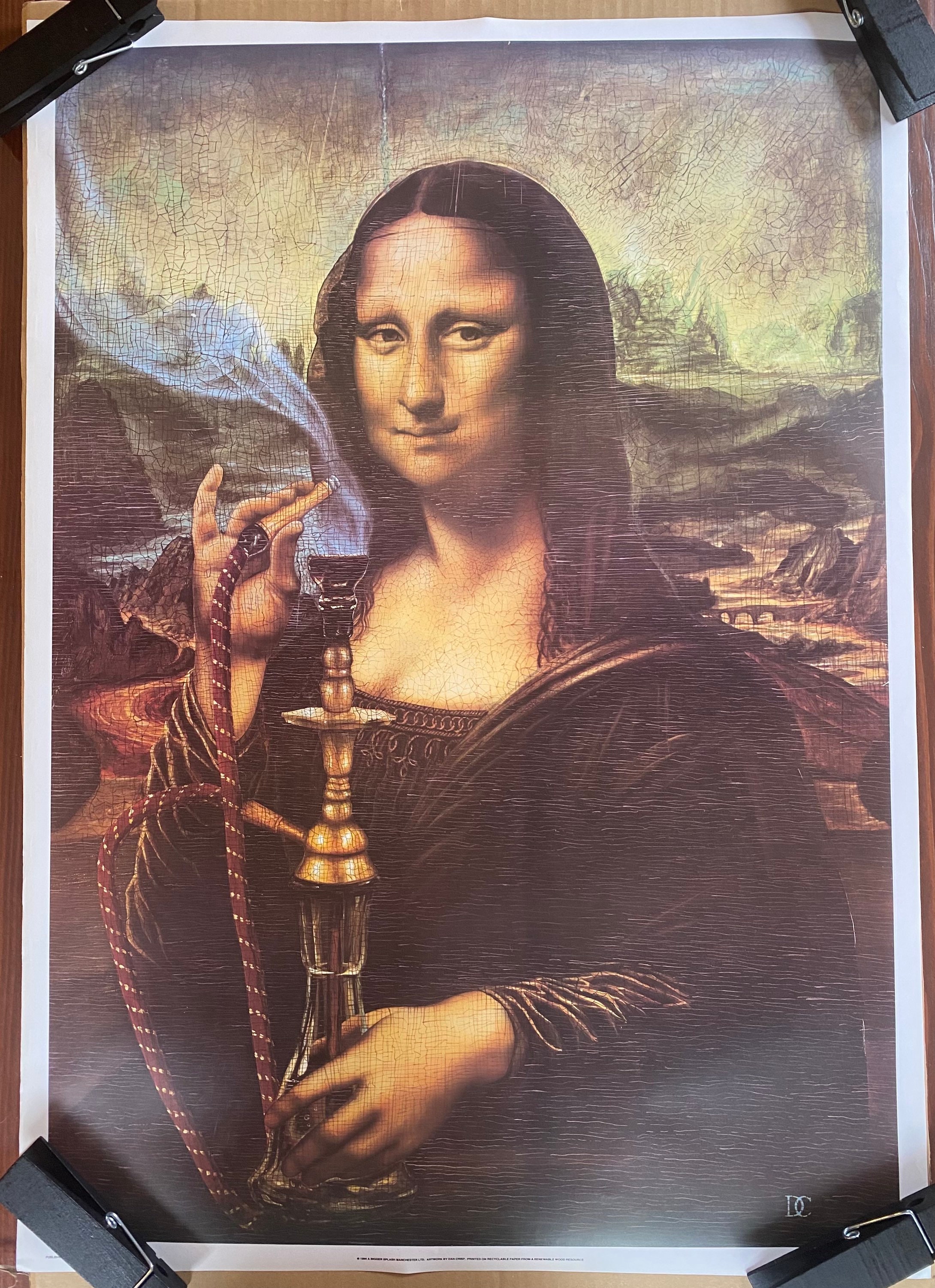 Mona Lisa Smoking Hookah Stona Lisa Vintage Poster