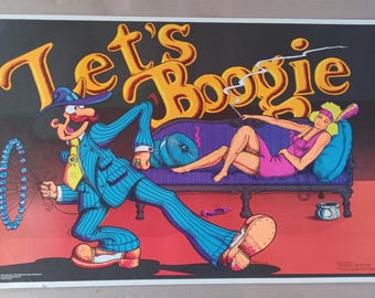 Vintage Original 1972 Let's Boogie Poster B Hofmann 70s Blacklight