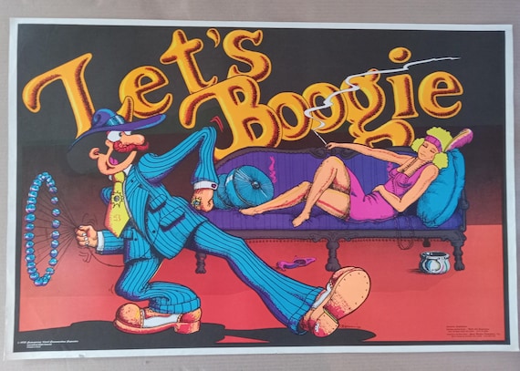 Vintage Original 1972 Let's Boogie Poster B Hofmann 70s Blacklight