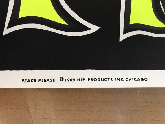 Vintage Original 1969 Peace Please Blacklight Poster 1960s Antiwar