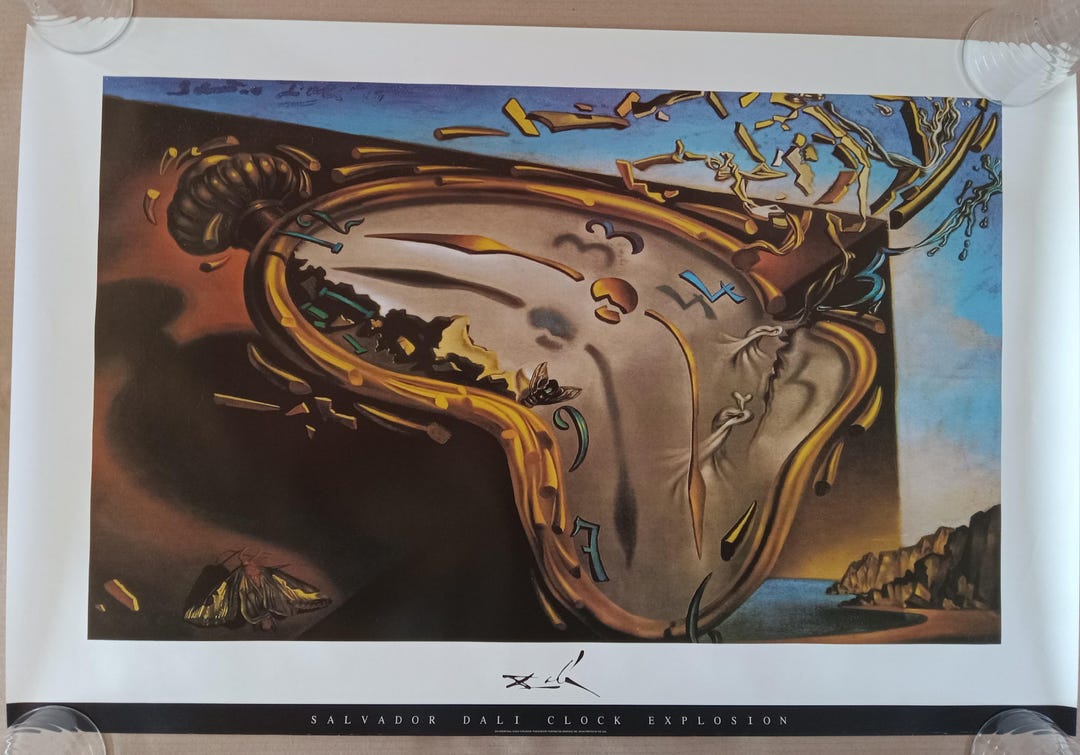 Salvador Dali Clock Explosion Vintage Poster Art Prints Trippy