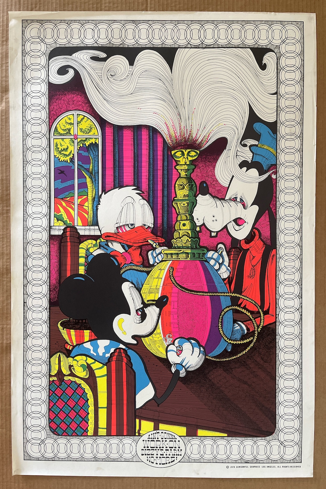 Disney 水タバコ　サイケデリック　70s ポスター　ミッキー　ドナルド Disney 水タバコ サイケデリック 70s ポスター ミッキー ドナルド