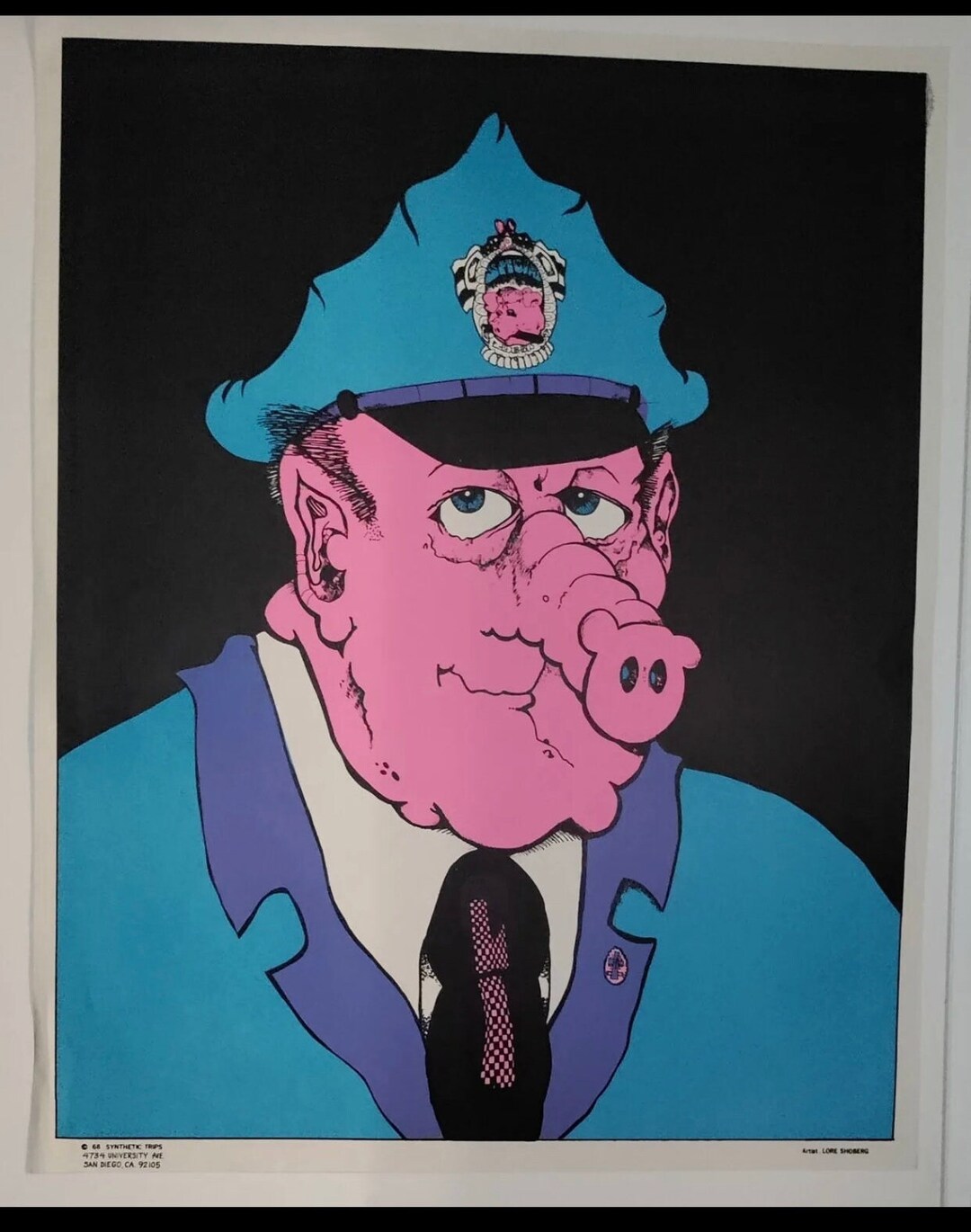 Pig Cop Vintage Blacklight Poster Police Satire Joke Comedy Etsy