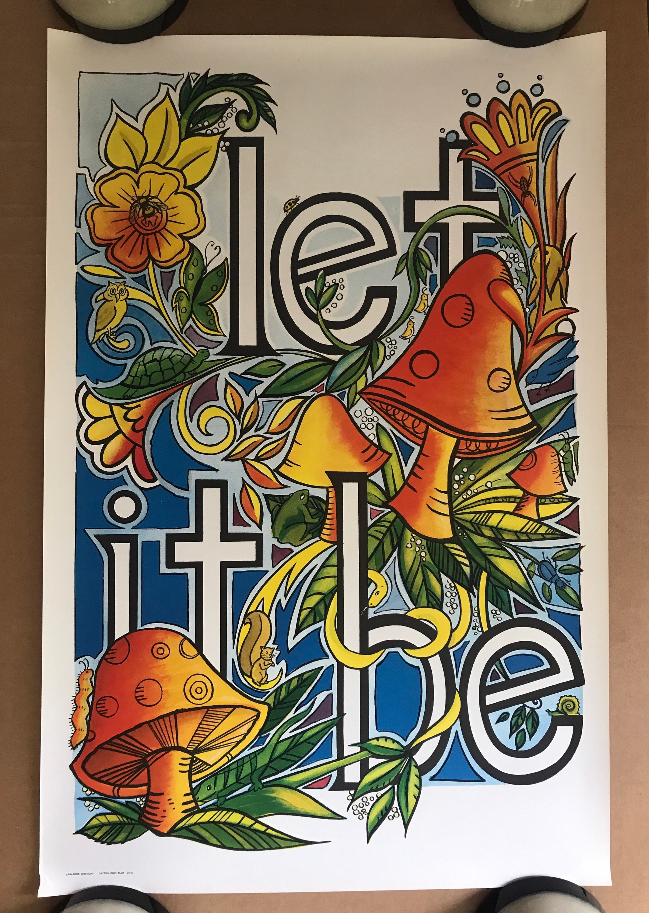 Vintage Original 1970s Beatles Psychedelic Let It Be Poster picture