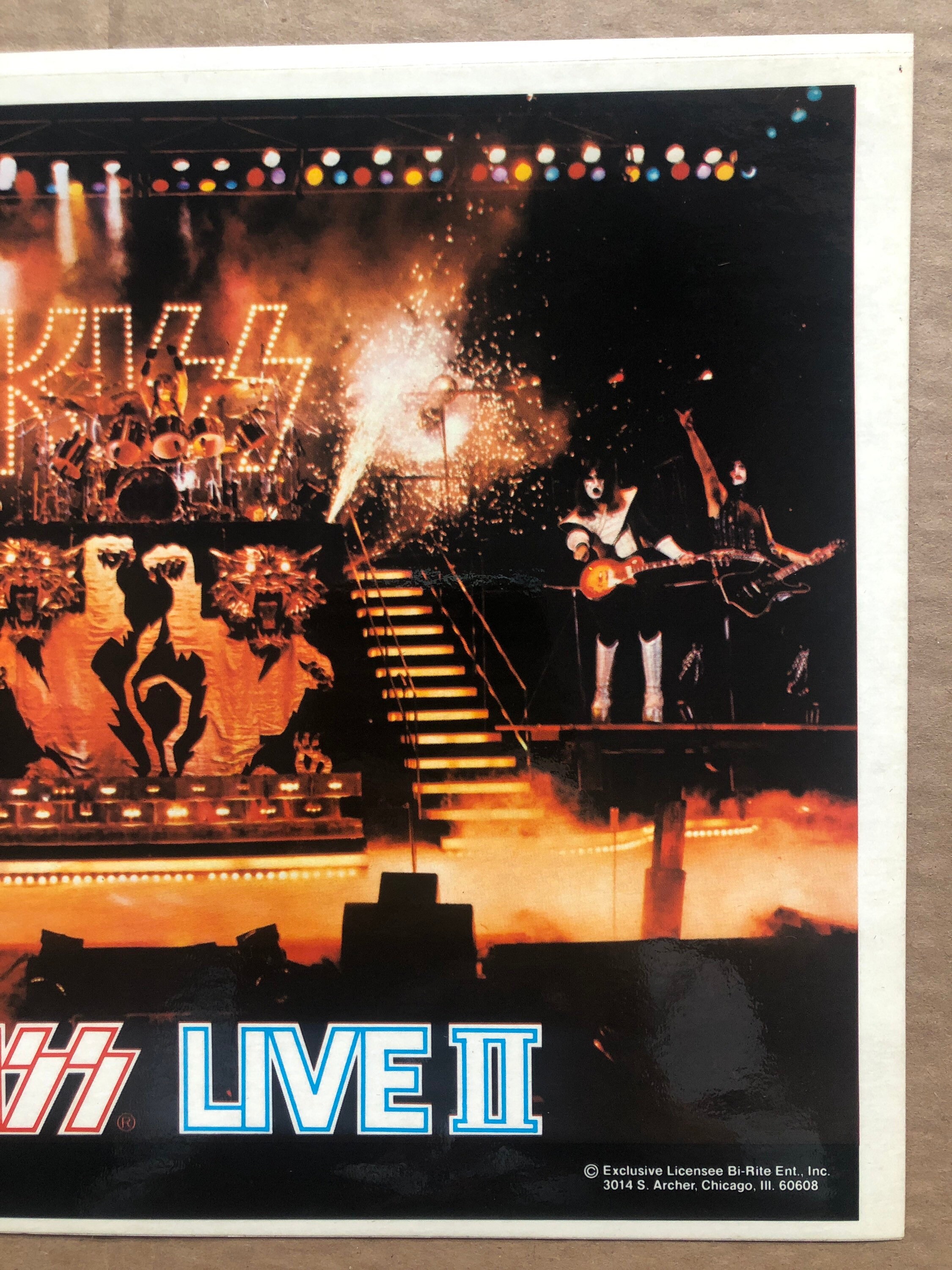 KISS LIVE II Vintage Sticker Poster Original 1977 Aucoin