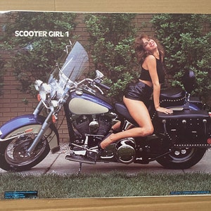 Scooter Girl  1 Harley Davidson Motorcycle Chick Sexy Bike original vintage 1970’s poster pinup