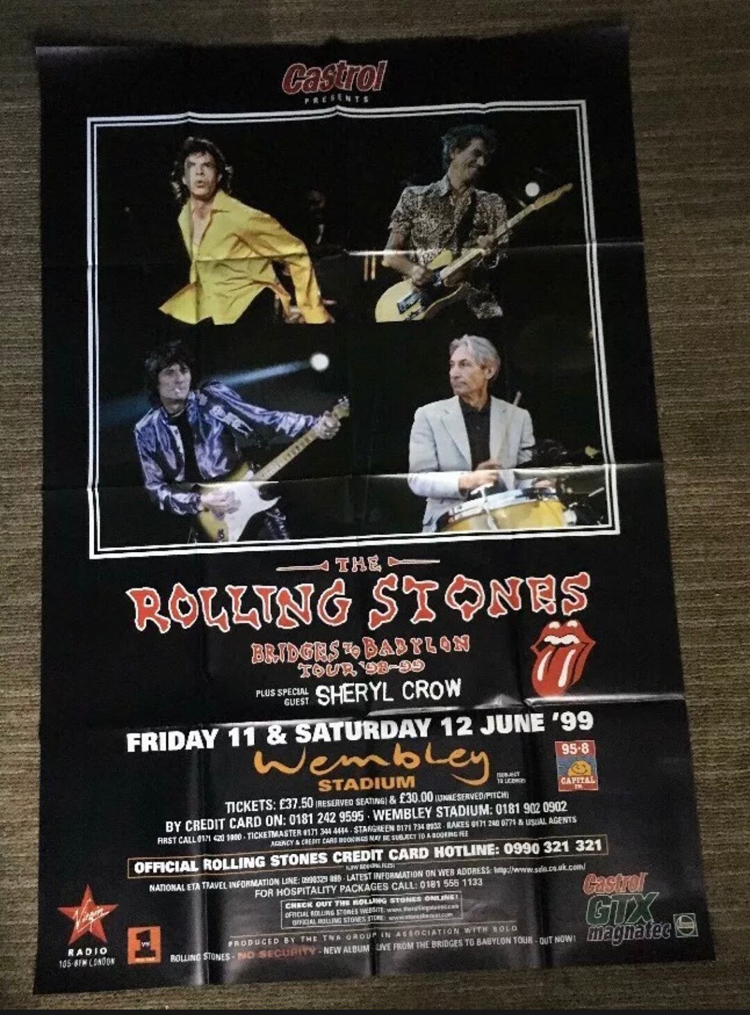 Vintage Original the Rolling Stones 1990s '98 '99 Babylon Tour