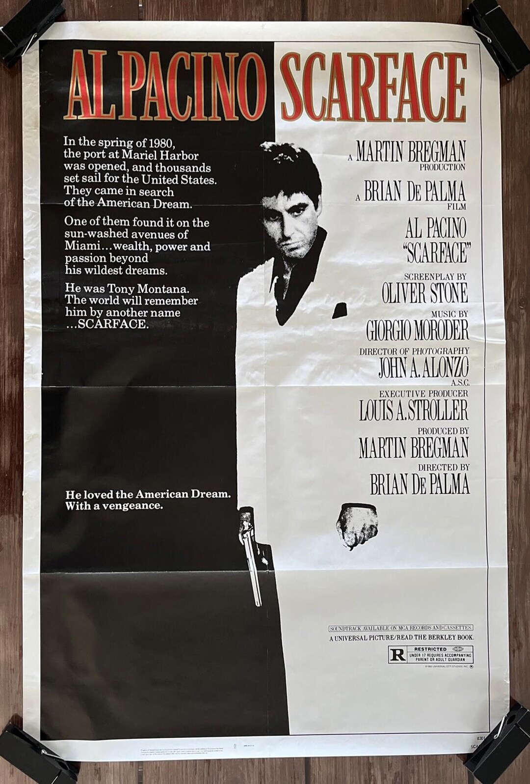 【激レア】映画 スカーフェイス アル・パチーノ 1983年 当時物ポスター ヴィンテージ オリジナル 1983年 アル・パチーノ主演映画