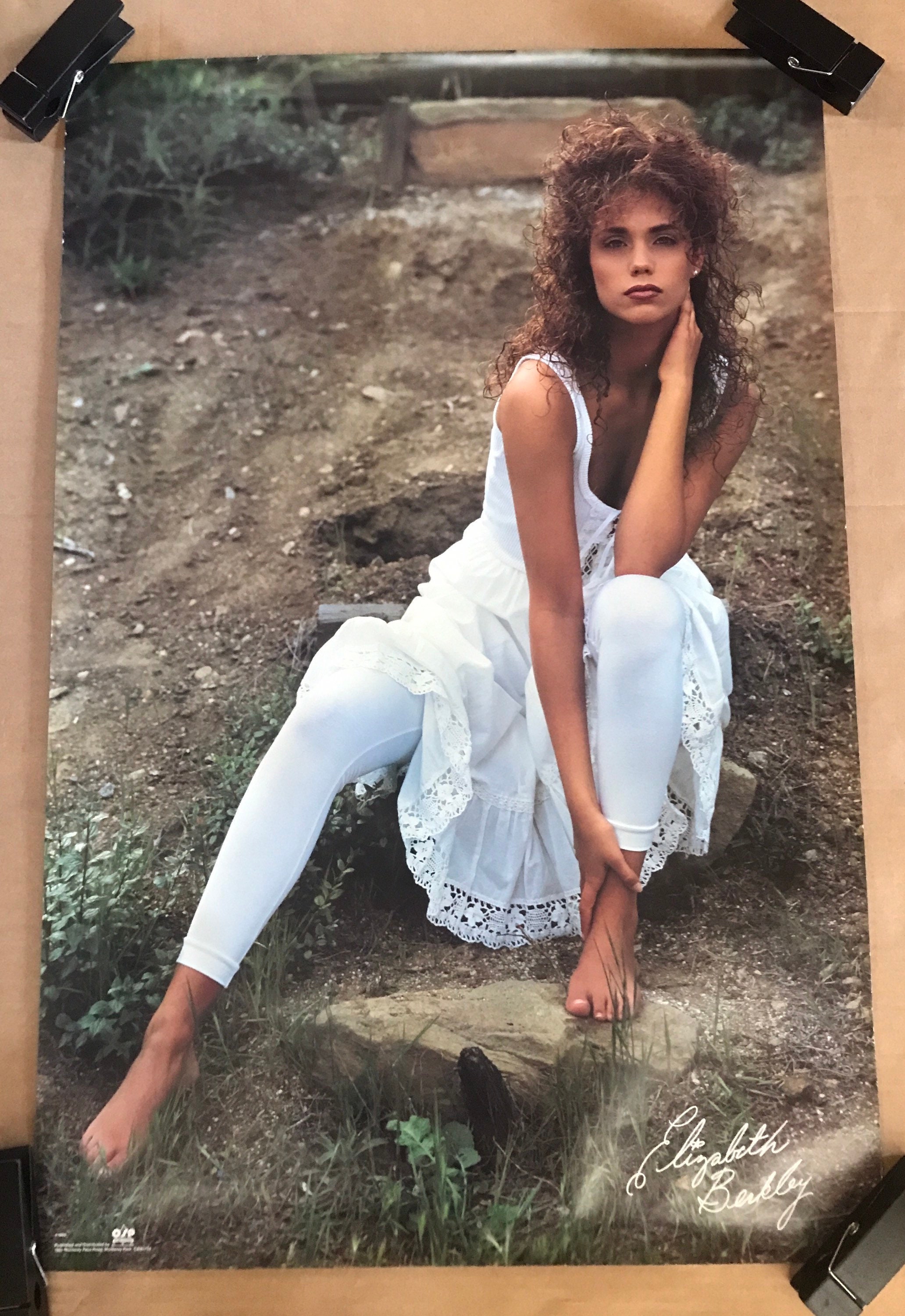 Vintage 1990s Actress Elizabeth Berkeley Original Poster White Lace and Nature numbered