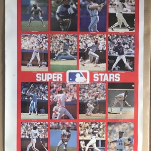 Vintage Original 1980s National League Super Stars Poster 1987 Baseball MLB