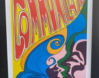 Communicate Man Women Psychedelic Style 1970's Original Vintage