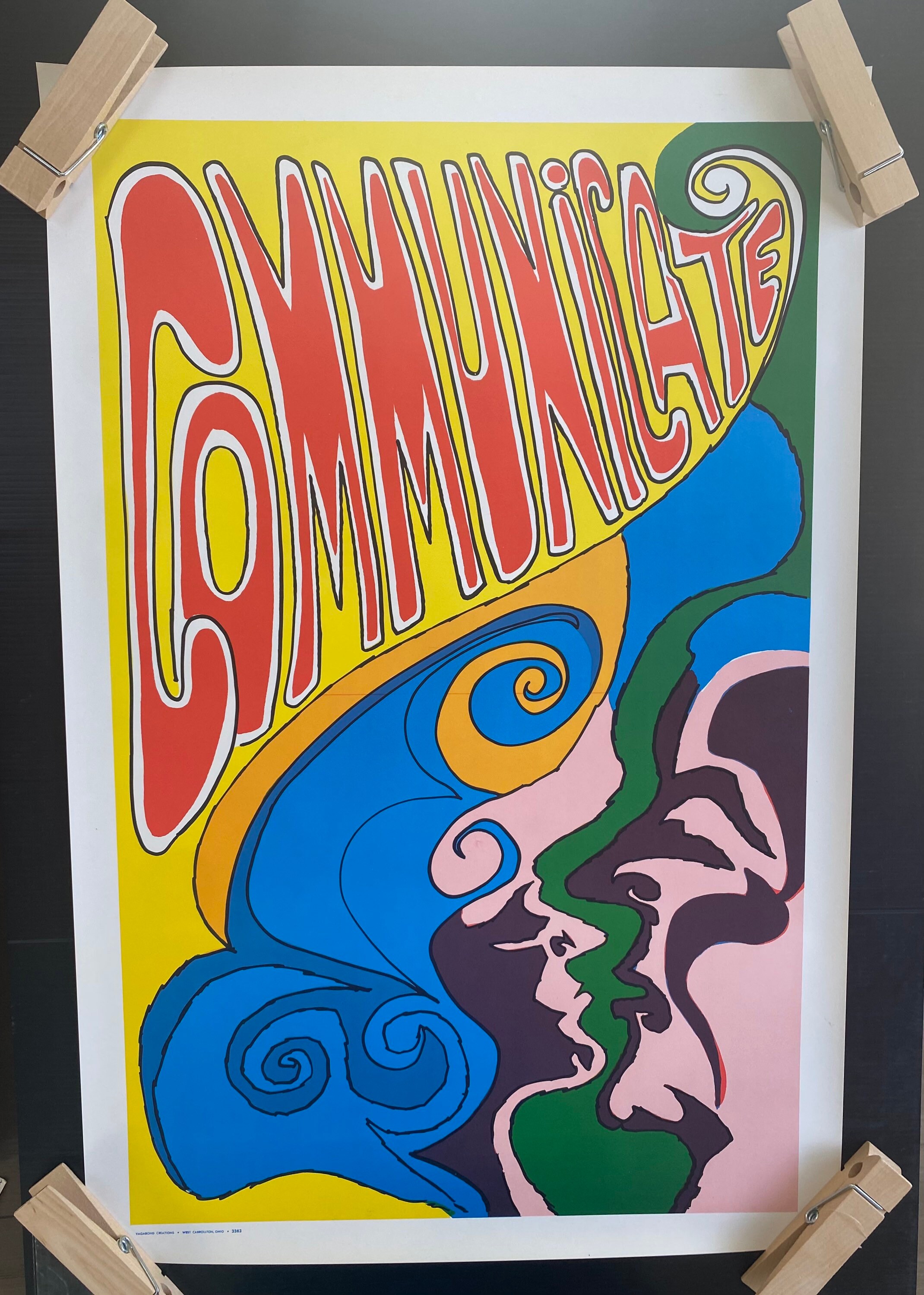 Communicate Man Women Psychedelic Style 1970's Original Vintage