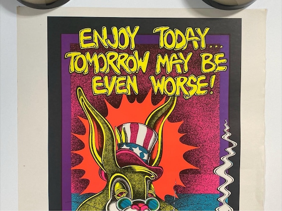 ブラックライトポスターヴィンテージオリジナルジョーペタノIIIラビットジョイント Enjoy Today Blacklight Poster Vintage Original Joe Petagno III
