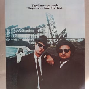 Póster de la película The Blues Brothers original de 1980 Jake Elwood Misión de Dios Universal Studios