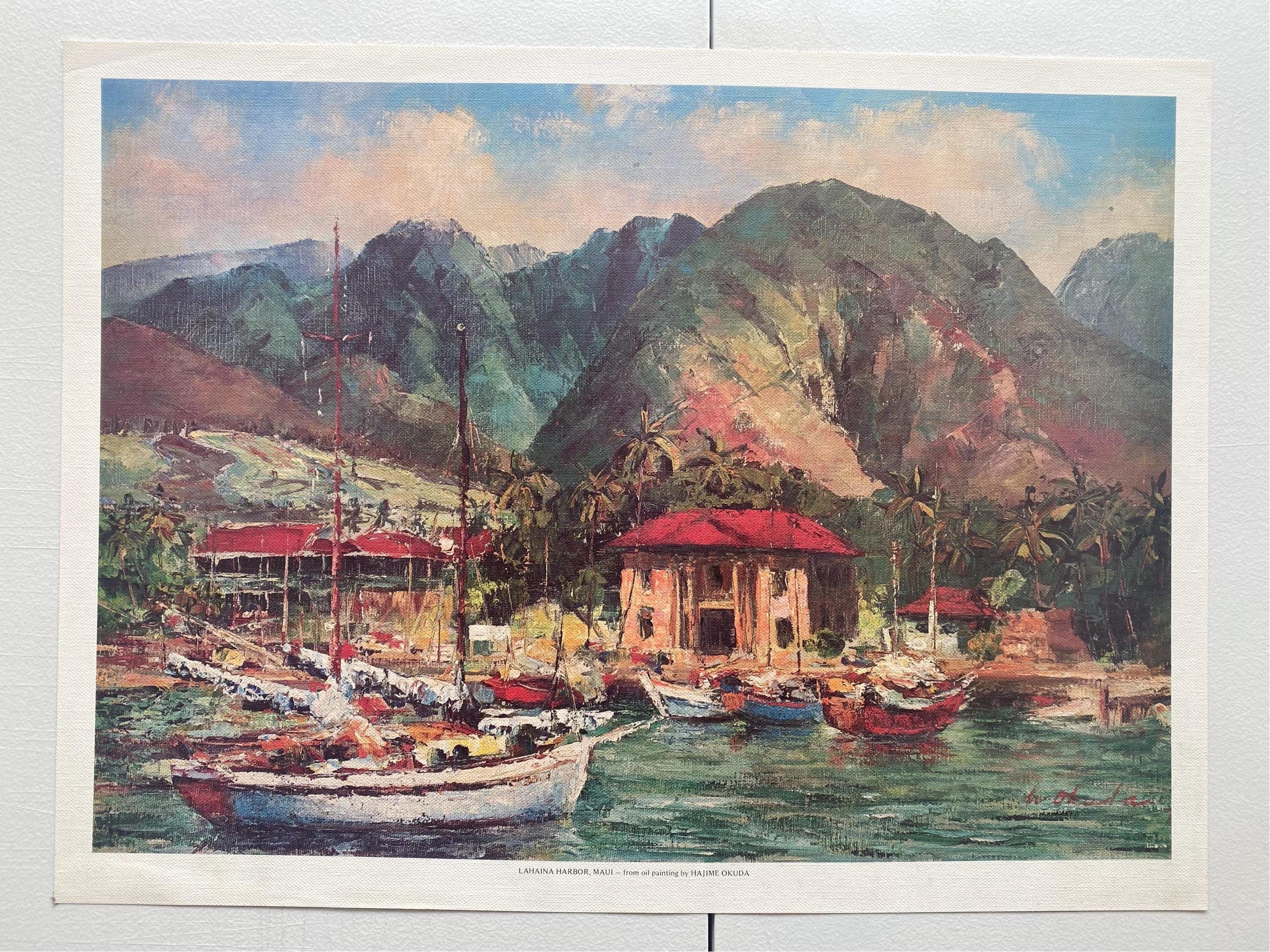 絵画 HAPPY 10 Lahaina Harbor Hawaii Vintage Canvas Print Hajime Okuda Oil