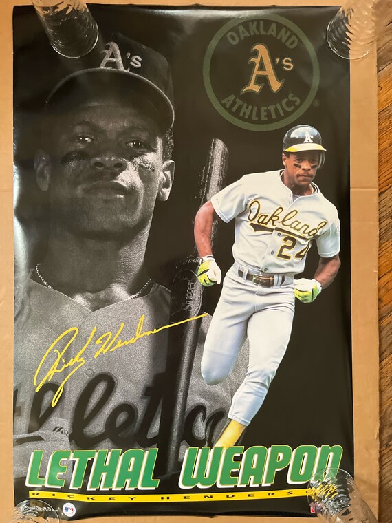 リッキーヘンダーソン　アスレチックス球場配布ボブルレッグ リッキー・ヘンダーソン ビンテージ ポスター オークランド