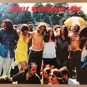 Personas juntas es amor Original Vintage Poster Hippies Woodstock Hippy 1970s