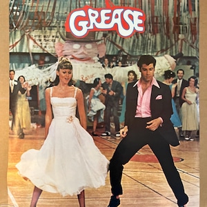 cartel de la película grease baile john travolta olivia newton john 1970 bailando